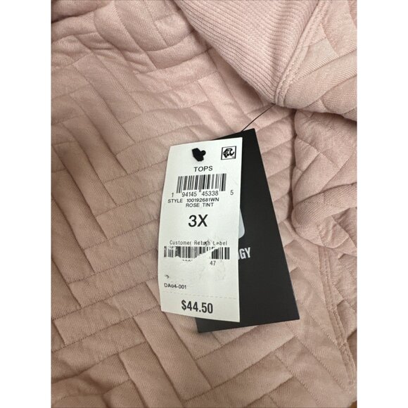 ID Ideology  Women Relaxed Quilted Half-Zip Hoodie Rose Tint Plus Size 3X - Picture 4 of 4